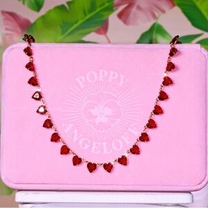 Poppy Angeloff Red Garnet Heart Riviere necklace brand new with box